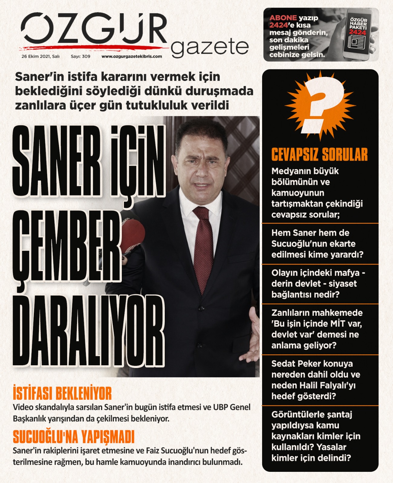 ozgur_gazete_kibris_ersan_saner_istifa