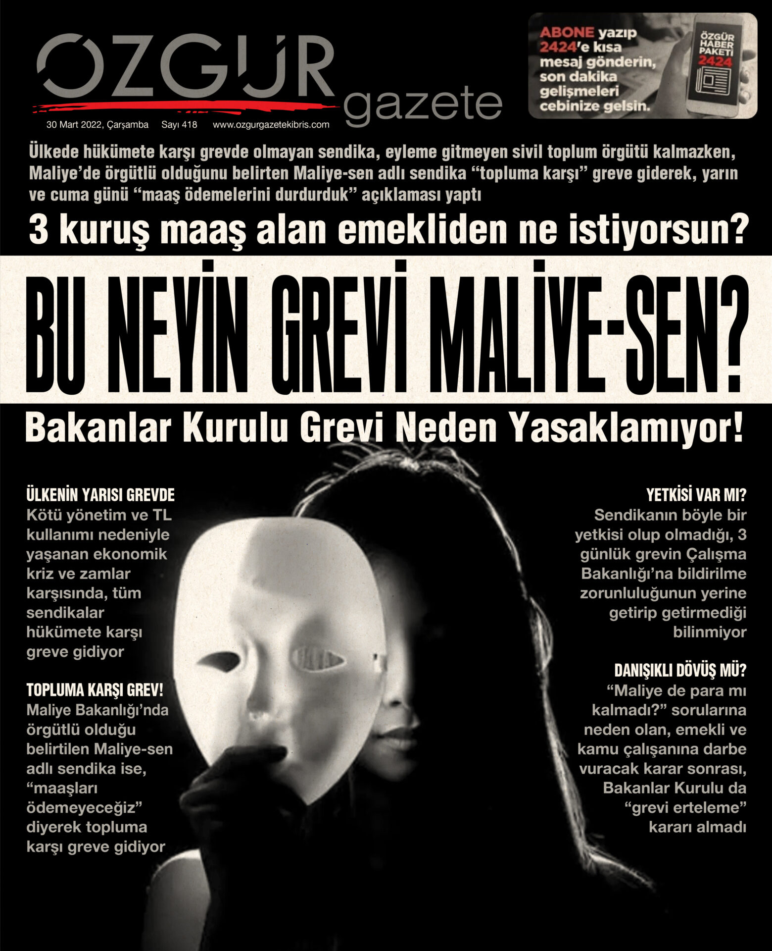 ozgur_gazete_kibris_maliye_sen_den_maaslari_odemeyecegiz_grevi